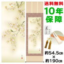 掛け軸 掛軸 床の間 モダン 和風 尺五 桜花に小鳥 緒方葉水 洛彩緞子本表装 約54.5 190cm 新絹本 10年間保証 収納箱 防虫香 風鎮 付き 父の日 敬老の日 プレゼント巨匠 複製画 タペストリー かわいい おしゃれ