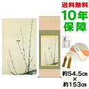 掛け軸 掛軸 床の間 モダン 和風 尺五 猫柳に小禽 速水御舟 洛彩緞子本表装 約54.5 153cm 新絹本 10年間保証 収納箱 防虫香 風鎮 付き 父の日 敬老の日 プレゼント巨匠 複製画 タペストリー かわいい おしゃれ