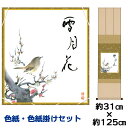 掛け軸 掛軸 床の間 モダン 和風 色紙 色紙掛 セット 紅白梅 佐藤恵風 衣笠緞子色短掛 幅31 高さ約125cm 手彩特色 工芸色紙 和小物 現代作家作品 ...