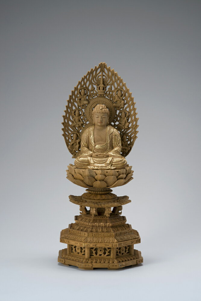 楠木九重八角台 飛天光背眼入切金付釈迦 2.0寸 37-1 仏像 木彫り 仏像 木彫 仏像フィギュア 仏像 オブジェ インテリア仏像 置き物 インテリアオブジェ 仏壇 仏具