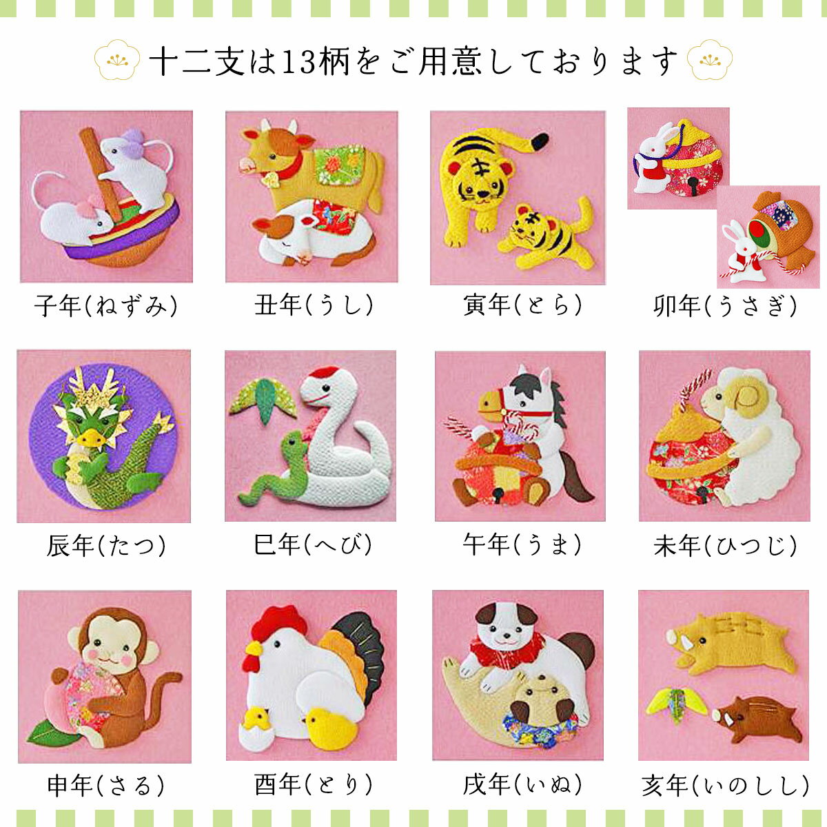 雛人形 名前旗 五月人形 名前旗 特小干支赤金襴 赤 特小サイズ 金刺繍 14柄選択