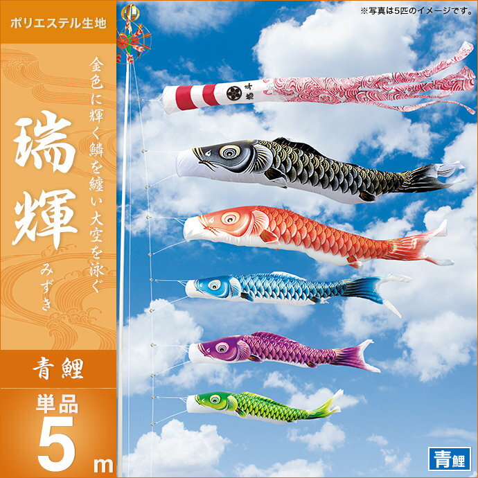 鯉のぼり 単品キング印 瑞輝撥水 青鯉5m こいのぼり