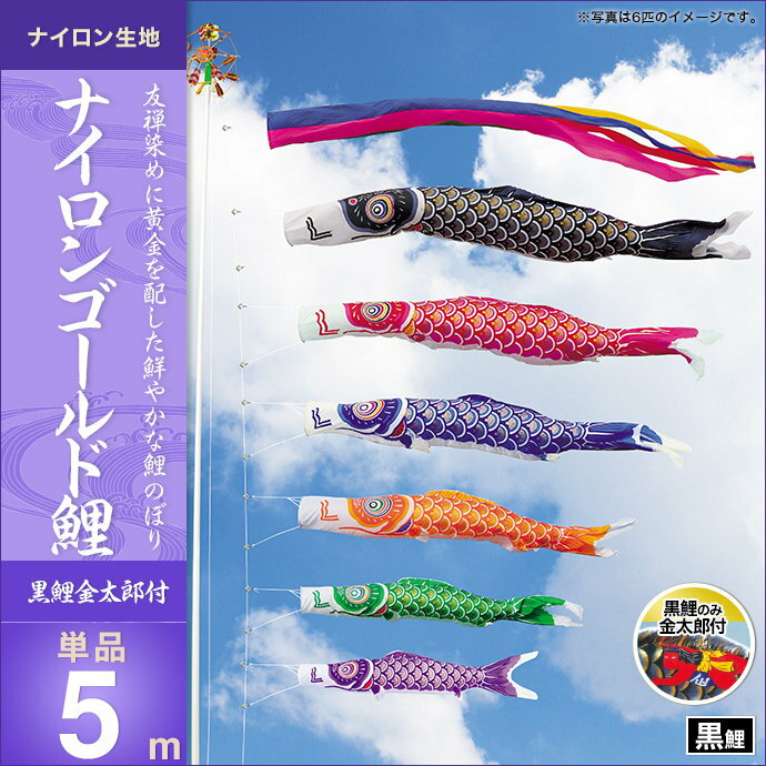 ナイロンゴールド鯉-黒鯉(金太郎付)5m・単品