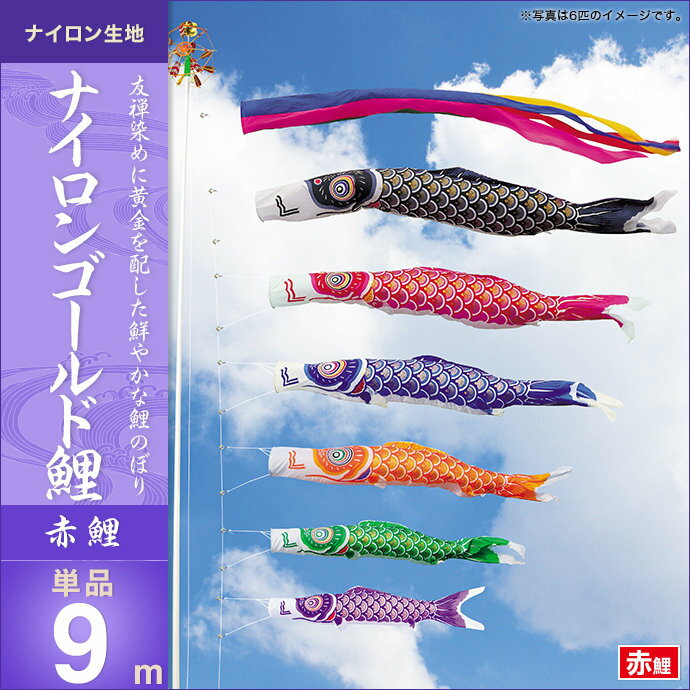 ナイロンゴールド鯉-赤鯉9m・単品