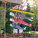 こいのぼり 庭 庭園用 旭天竜 鯉のぼり 矢車 ロープ ポール付 シルキー鯉 ガーデンセット 五色吹流し 2m6点セット ガーデン用 平織ナイロン生地 天祥 オシャレ