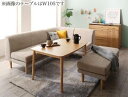 年中快適 こたつもソファも高さ調節 リビングダイニングセット 5人 5点セット(テーブル+2Pソファ1脚+1Pソファ1脚+コーナーソファ1脚+ベンチ1脚) W1...