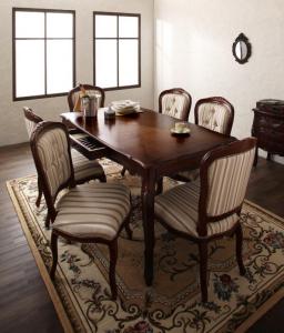 テイストファニチャー(ダイニングシリーズ) ヨーロピアンクラシックデザイン アンティーク調ダイニング 7点セット(テーブル+チェア6脚) W150