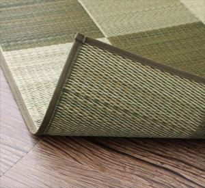 自然素材ラグ 厚みが選べる3タイプ 純国産ブロック柄い草ラグ ウレタン6mm 140×200cm