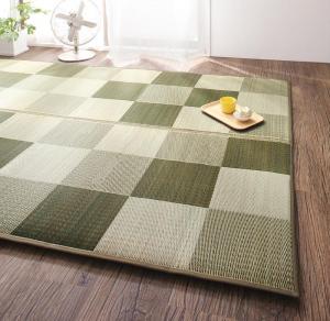 自然素材ラグ 厚みが選べる3タイプ 純国産ブロック柄い草ラグ ウレタン6mm 261×352cm