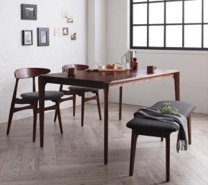 ダイニングセット(テーブル&ベンチ チェア) 北欧デザイナーズダイニングセット 4人 4点セット(テーブル+チェア2脚+ベンチ1脚) W150