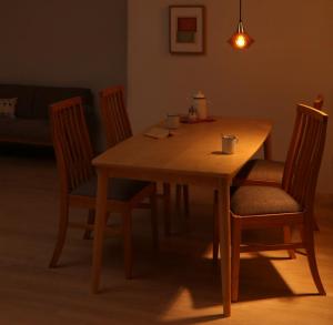 ダイニングセット(テーブル&チェア) ファミリー向け タモ材 ハイバックチェア ダイニング 4人 5点セット(テーブル+チェア4脚) W150 組立設置付