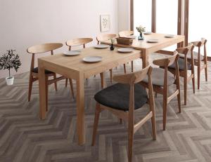 北欧デザイン スライド伸縮テーブル ダイニングセット 8人 9点セット(テーブル+チェア8脚) W135-235 組立設置付