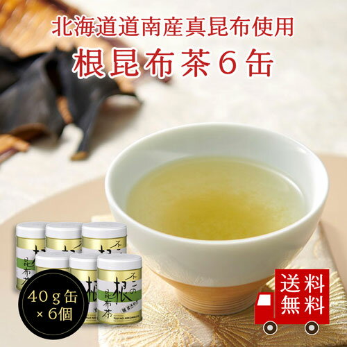 【送料無料】不二の根昆布茶40g缶×6個セット 昆布茶 根昆布茶 こぶちゃ こぶ茶 昆布 こんぶ 真昆布 まこんぶ ご飯のお供 料理 出汁 だし 調味料 鍋 塩分補給 レシピ カフェインレス ノンカフェイン