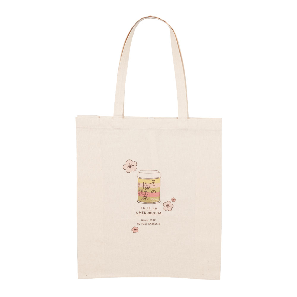 不二の梅こぶ茶 エコバッグ（たためるコットンタイプ）　コットン 梅こぶ茶 不二の梅こぶ茶柄 エコバッ..