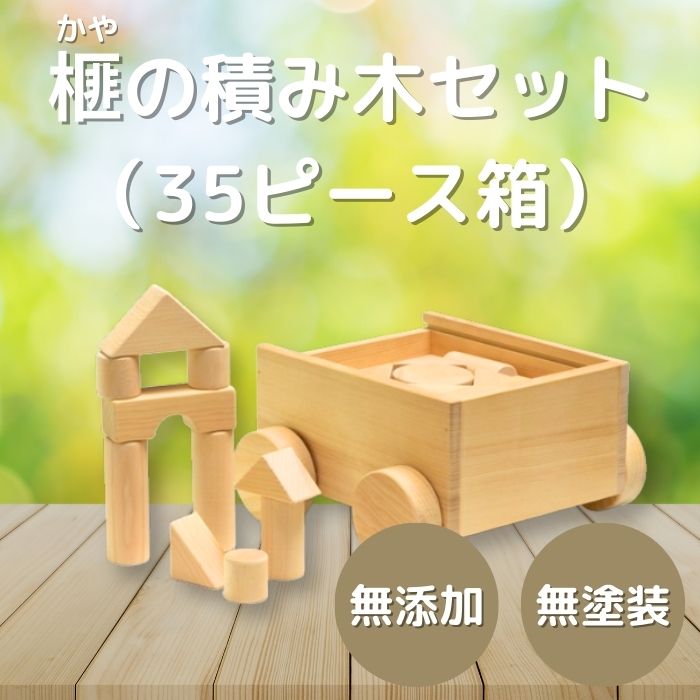 【送料無料】【高知県産】 「榧の積み木セット（35ピース箱）」