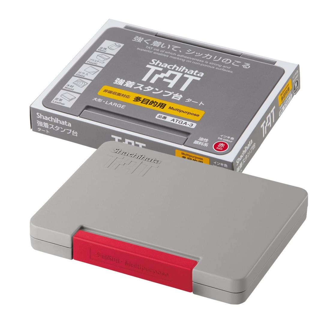 シャチハタ 強着 スタンプ台 TAT 多目的用 大型 赤 ATGA-3-R