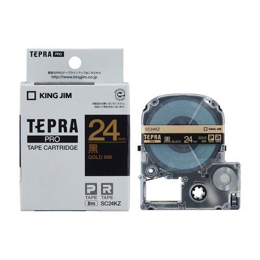 キングジム テープカート リッジ テプラPRO 24mm SC24KZ 黒 金文字 キングジム テープカート リッジ テプラPRO 24mm SC24KZ 黒 金文字