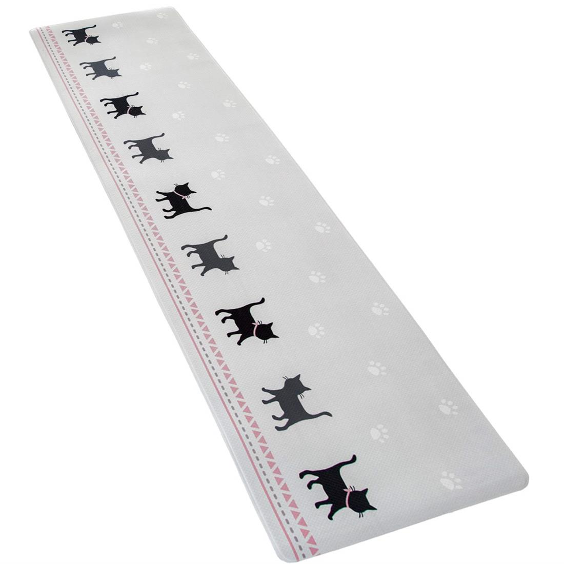 オカ(OKA)) 拭けるキッチンマット 約45cm×180cm グレー(キャット)(拭くだけ PVC ビニー ル)