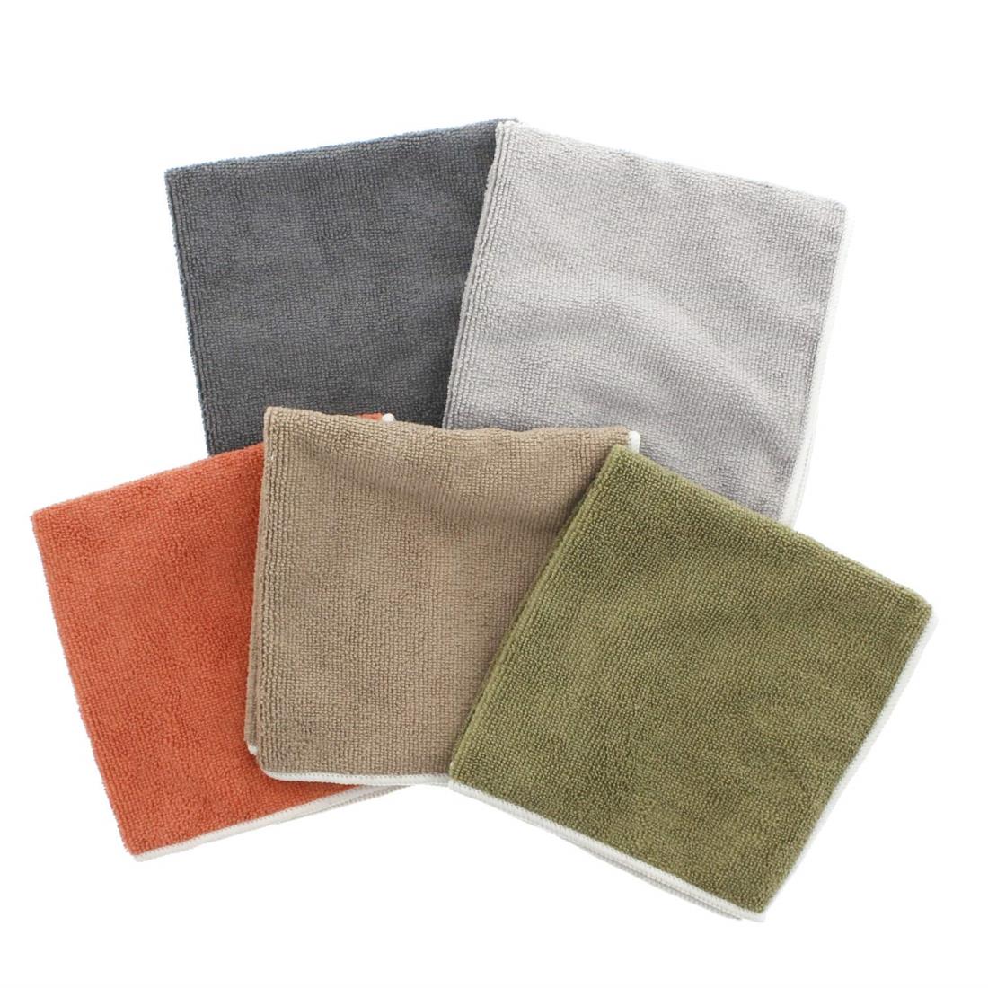全家協 ふきん マイクロファイバークロス 5枚組 グレー ライトグレー レッド グリーン ブラウン 約35×3..