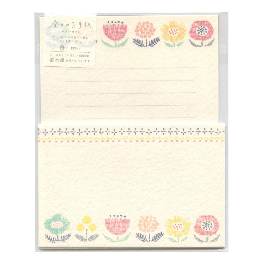 古川紙工 レターセット 今日のお手紙 刺繍花 LLL385