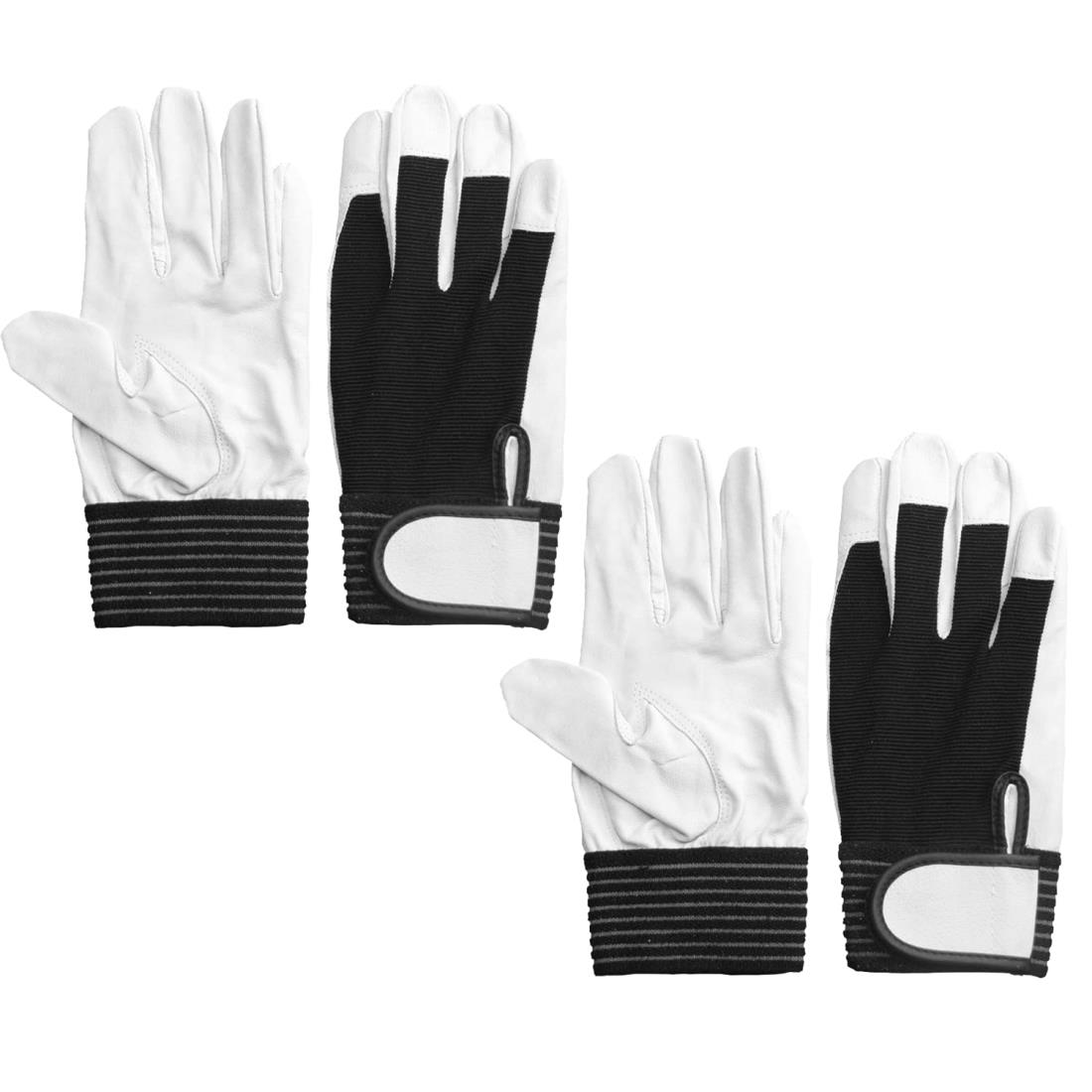 ACE エースグローブ 【まとめ買い】2双パック 作業手袋 豚本革背抜き手袋 白黒 LLサイズ AG5153-2P バンディット