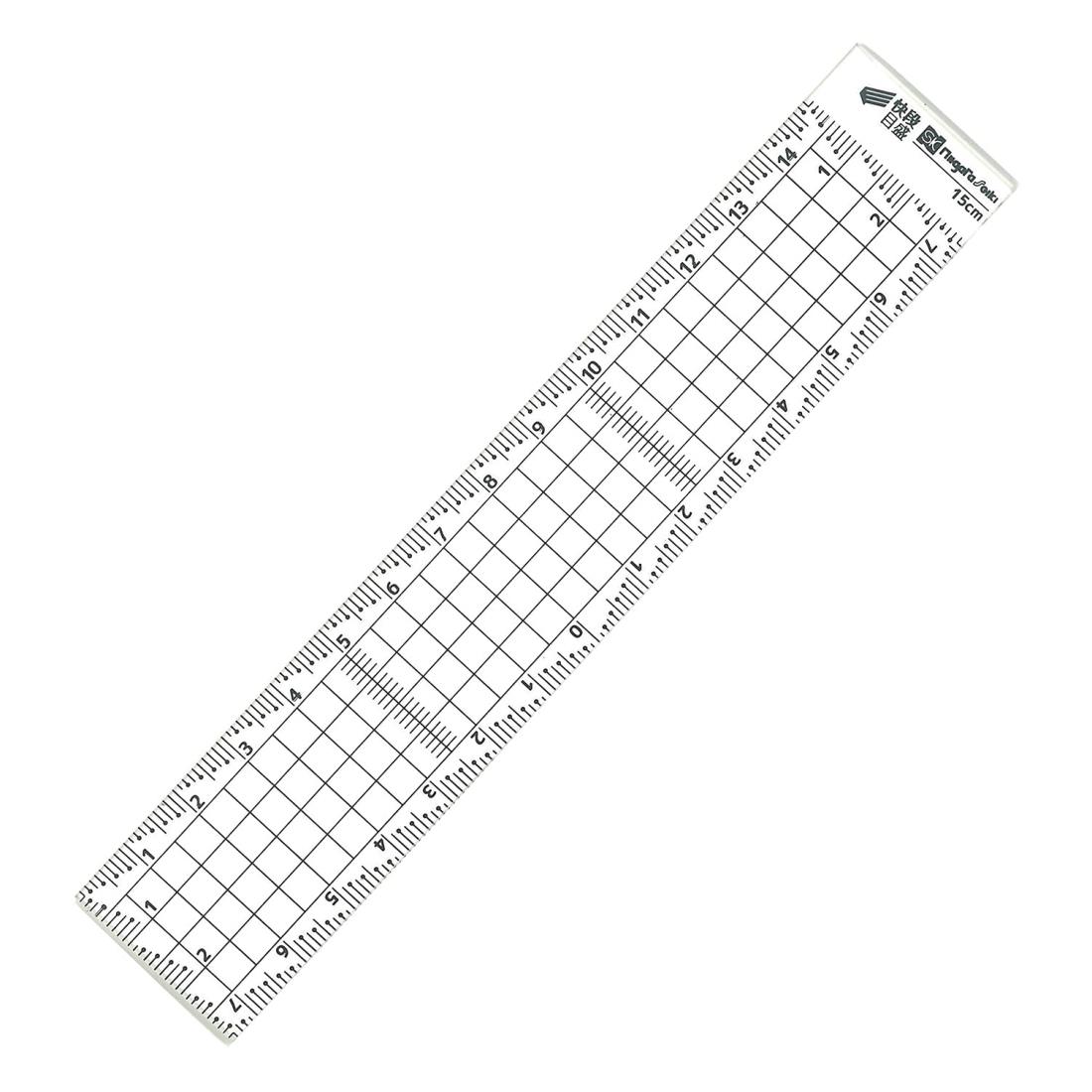 新潟精機 SK 日本製 アクリル方眼定規 快段目盛 カッティングプレート付 15cm CAGS-15KD
