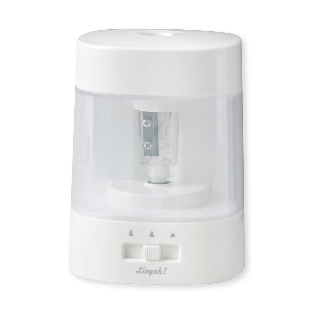 ソニック 鉛筆削り ちょいケズ 電動鉛筆削り 芯先調整付 乾電池・USB両対応 リビガク ホワイト LV-1924-W