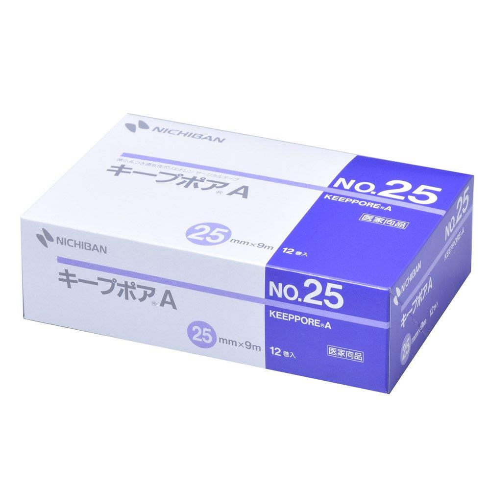 ニチバン 微小孔つきポリエチレンサージカルテープ キープポアA 25mm幅 9m巻き 12巻