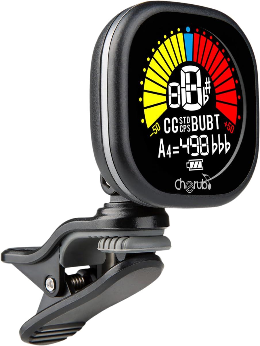カラー：ブラック◆商品名：チェルブ Cherub 充電式クリップチューナー 何度でも充電可能 見やすいディスプレイ 複数のチューニングモード ウクレレやベースモード、バリトンモードも搭載 コンパクトサイズ 自動パワーオフ機能 WST-675 V2 BLACK【視認性の高いハイレゾカラーディスプレイを搭載】WST-675 V2は大きなハイレゾカラーディスプレイを搭載しているため、瞬時に現在のチューニング情報を確認することができます。初心者でもすぐに使用することができます。【自由度の高い可動式アングル】自由度の高いアングル調整が可能です。ギターやベースの種類によっては、取り付け位置が非常に限られている場合がありますが、そんな時でもWST-675 V2なら見やすい位置に調整をすることが可能です。【選択可能な6つのチューニングモード】WST-675 V2には楽器に合わせて選択可能な6つのチューニングモード(クロマチック/ギターSTD/ギターCPS*/ベース/ウクレレ/バリトン)を搭載しています。また、クロマチックモード時は431Hz-449Hzまでの間で1Hz刻みのリファレンスピッチ変更が可能なため、あらゆる楽器に対応できます。【充電式なエコ設計】WST-675 V2には充電式のバッテリーが搭載されています。これにより、電池を入れ替えるわずらわしさから解放され、よりストレスフリーなチューニングが可能になります。バッテリー残量は画面上に表示されるので、常に確認することが可能です。充電は付属のUSBケーブルを使用して行うことができます。【特別なギターCPSチューニングモードを搭載】WST-675 V2には、他のチューナーではあまり見られない"G CPS"というチューニングモードが備わっています。このチューニングモードは、各弦のチューニングを数セントずらすことで、コードを弾いた時のアコースティックギターの響きを最大限に引き出すことができます。6つのチューニングモードとハイコントラストディスプレイを搭載した充電式クリップチューナー