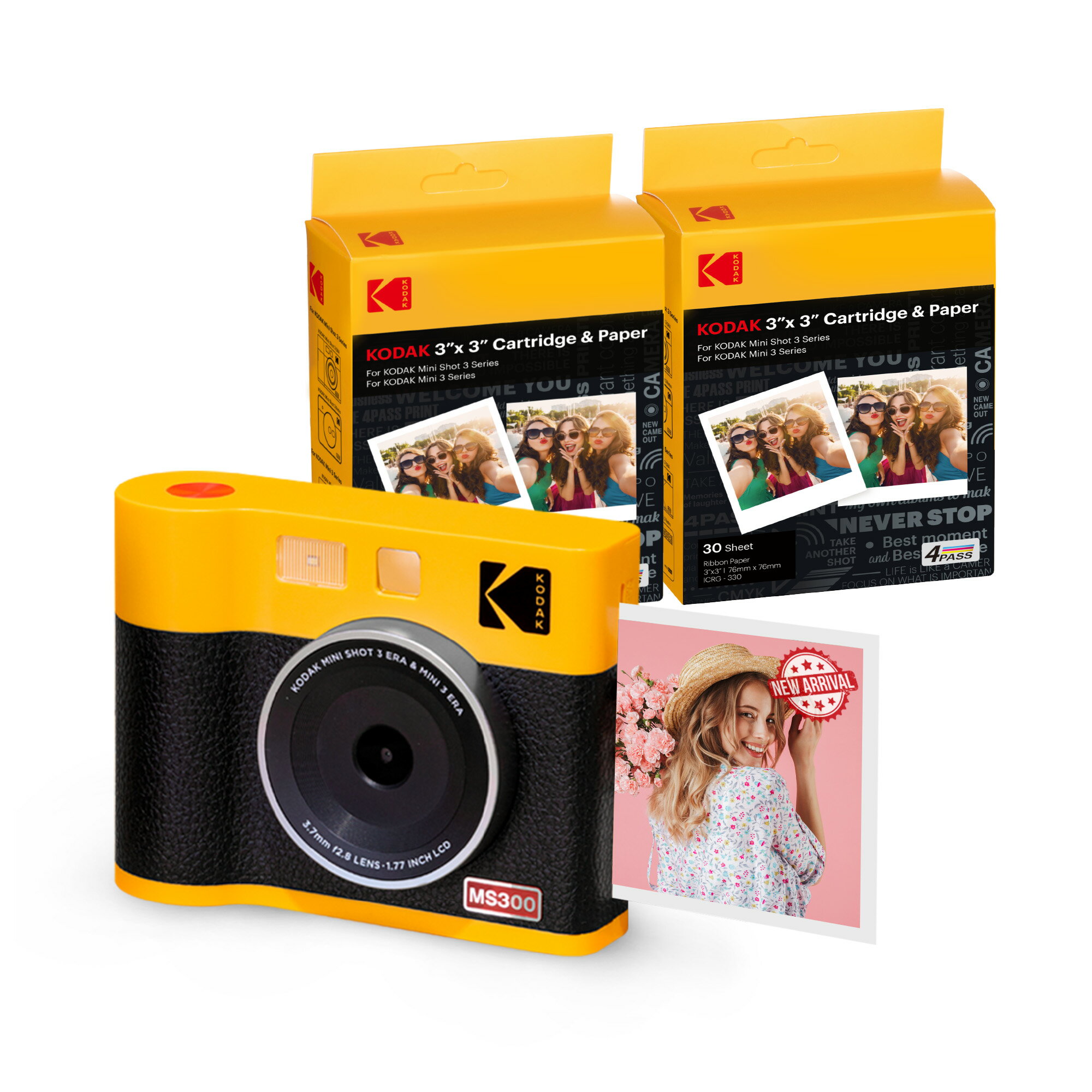 楽天KODAK PHOTO PRINTER【お買い物マラソン】KODAK Mini Shot 3 ERA 4PASS 2-in-1インスタントカメラ（7.6cmx7.6cm）+60枚入バンドル