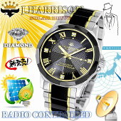 時計腕時計メンズブランドシンプルビジネスジョンハリソンおしゃれソーラー電波男性用太陽電池正規品J.HARRISON４石天然ダイヤモンド紳士