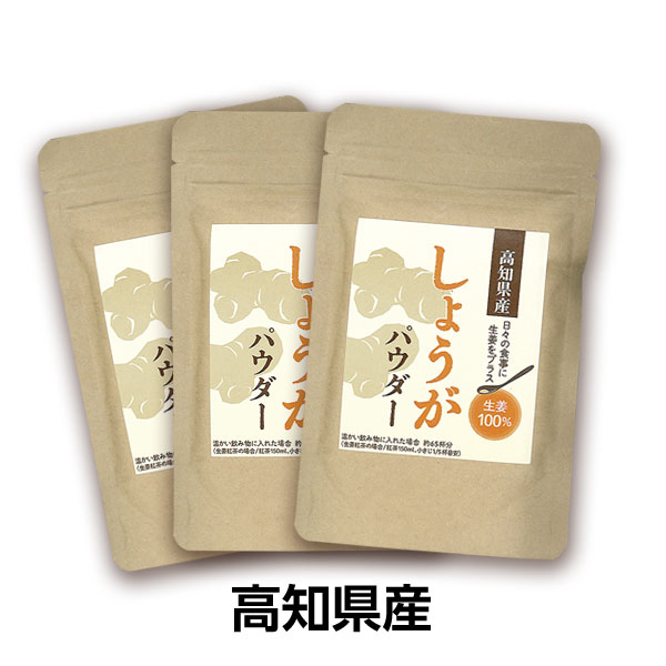 【ネコポス送料込】 国産　無添加　高知産しょうがパウダー20g×3袋セット（60g）少量便利パック