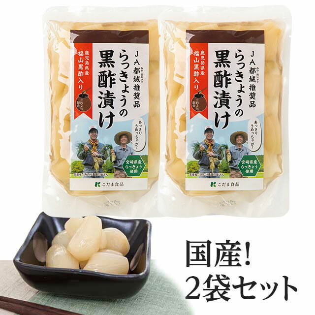 【ネコポス可能】宮崎県産らっきょうの黒酢漬け　200g×2袋セット（合計400g）国産　らっきょう漬けのサムネイル
