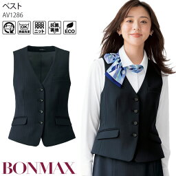 17・19号 事務服 ベスト ニット オールシーズン ボンマックス AV1286 ストライプ 家庭洗濯可 レディース 制服 仕事服 オフィス