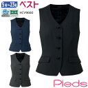 【PT2倍&最大600円クーポン 27日1:59迄】 17-19号 事務服 ベスト HCV9660 ネイビー チャコールグレー ブラック ストライプ柄 Pieds ピエ オフィス