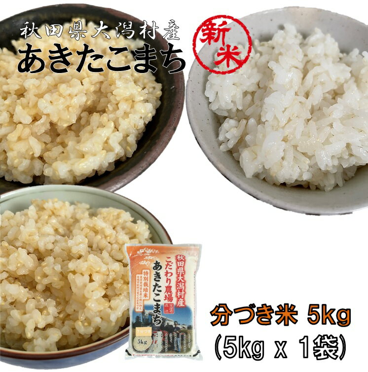 あきたこまち 分づき米5kg（5kg×1袋） 《分づきレベル (3分・5分・7分) 選択してください》秋田県大潟村産 2023年産 特別栽培米 あきたこまち 脱酸素袋 健康志向の方に《送料無料》