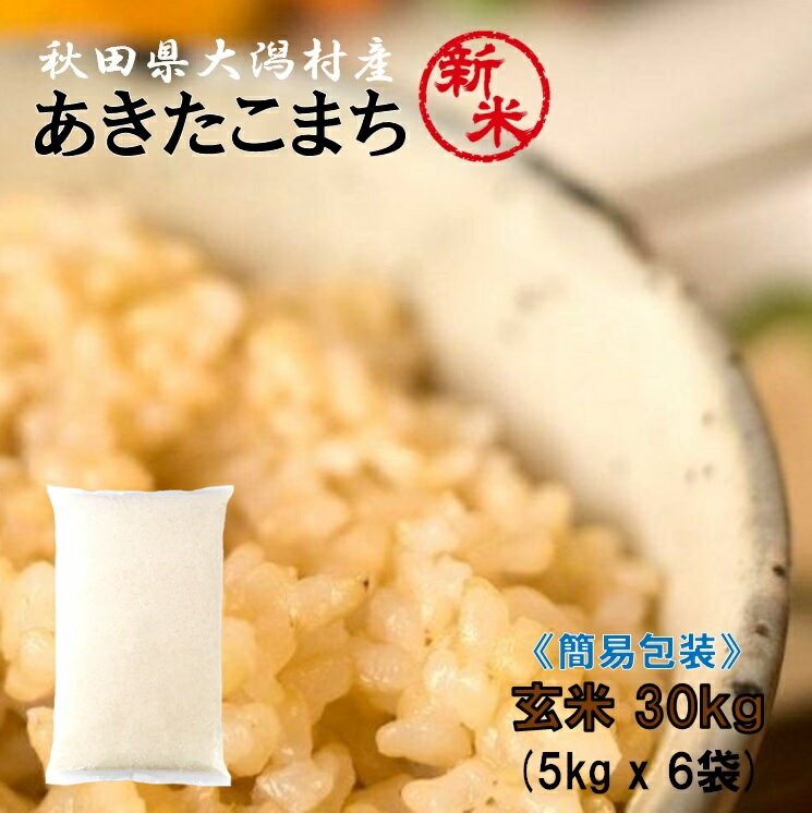 あきたこまち 玄米30kg（5kg×6袋）●安心の石抜き済●秋田県大潟村産 2023年産 特別栽培米 あきたこまち 簡易袋 《送料無料》