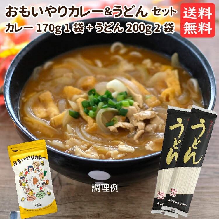 国産材料たっぷり 原材料にこだわったカレー＆うどんセット カレー うどん 乾麺 甘口 子供 送料無料 買い回り 添加物不使用 植物性油脂 カレールー 動物性油脂不使用 カレールウ カレールゥ カレー粉 おすすめ 思いやりのサムネイル