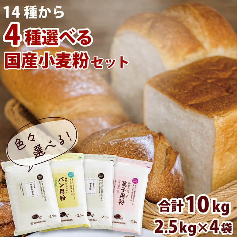 選んで楽しい♪国産小麦粉セット 2.5kg×4袋(10kg) 送料無料 強力粉 薄力粉 中力粉 強力小麦粉 パン用小..