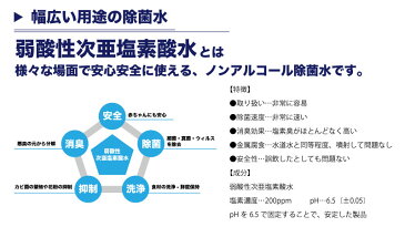 コロナウィルス 除菌 対策 予防 弱酸性 次亜塩素酸水 20L 200ppm濃度 加湿器 除菌スプレー 消臭 トイレ ペット 赤ちゃん