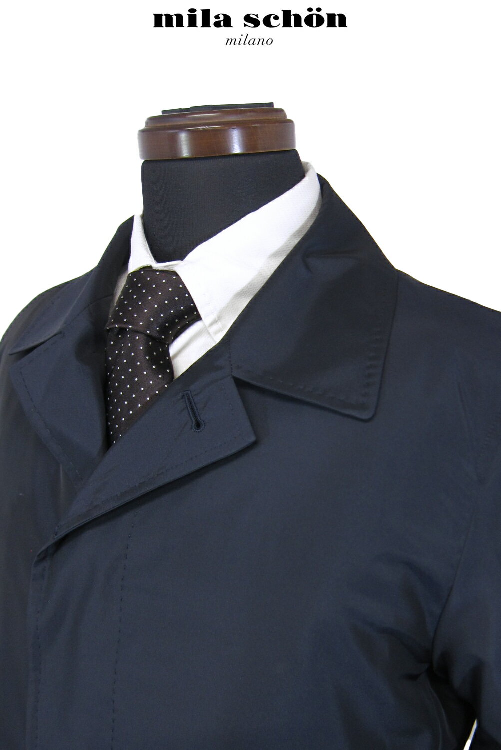 ミラショーン コート 秋冬物 バルカラーコート シルク混 ダウンライナー 取り外し可 2WAY スプリング ウィンター ミドル丈 ネイビー 無地 軽量 メーカー正規品