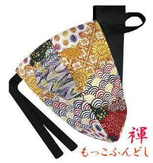 【こだわり工房】ふんどし パンツ もっこふんどし メンズ ビキニ Tバック 青海波 花 和柄 彩り 贅沢柄 フラワープリント サテン ゴールド レッド M L ...