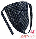 【こだわり工房】ふんどし パンツ 黒猫褌 メンズ Tバック ビキニ 柄紐バージョン 藍染調 プリント七宝柄 縁と繋がりの縁起柄 和柄 日本製 濃紺 ネイビー ちょこっとオーダー可
