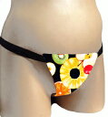 【こだわり工房】ふんどし ショーツ ふんどしパンツ 女性用 レディース Tバック ビキニ フルーツ アップル パイン 果物 カラフル ポップ レトロ ブラック ...