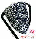 【こだわり工房】ふんどし パンツ 黒猫褌 メンズ Tバック ビキニ タンガ 和柄 紺色 日本の 伝統縁起柄 が蘇る 和百景 藍染調プリント