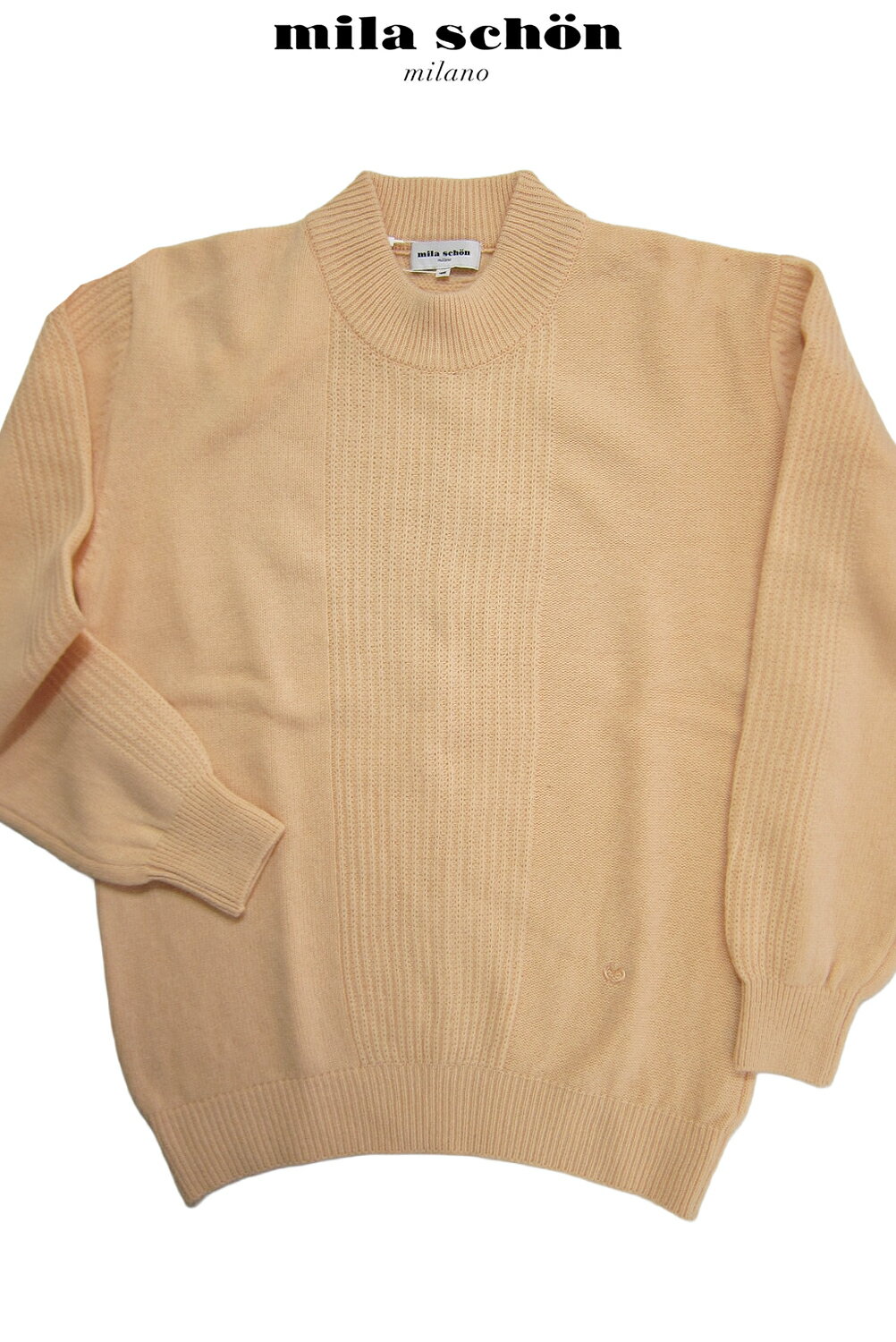 楽天スーパーセール ミラショーン ニット セーター ハイネック ケーブル編み カシミヤ混 ライト オレンジ カジュアル ゴルフ 秋冬 M L LL メーカー正規...