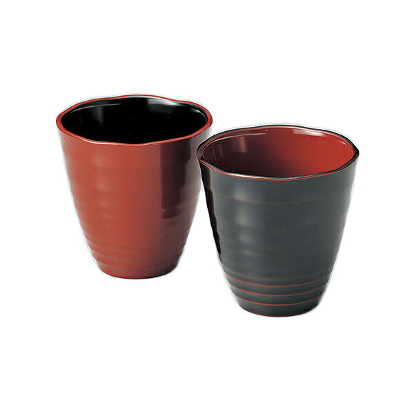 カップ＆スイーツ 2客セット 酒器 スウィーツ 日本製 来客 越前漆器 うるし 艶 シンプル 上品 器 漆器 漆塗 手塗 おすすめ 美月フリーカップペア 朱・溜 美月フリーカップペア 朱?・溜 12-05602