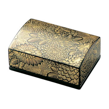 名刺入れ 名刺箱 ゴールド 派手 メンズ レディース シック ギフト 越前漆器 艶 木製 上品 漆塗 手塗 うるし 漆器 高級 日本製 【送料無料】沈金菊彫 名刺箱(小) 黒 1012102