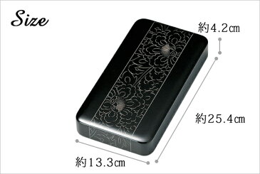 硯箱 スズリ 書道 毛筆 筆 文鎮 下敷き ケース 箱 工芸品 ギフト ぼたん シック ギフト 越前漆器 艶 上品 漆塗 うるし 漆器 高級 日本製 【送料無料】プラチナ牡丹彫 硯箱 黒 1013409