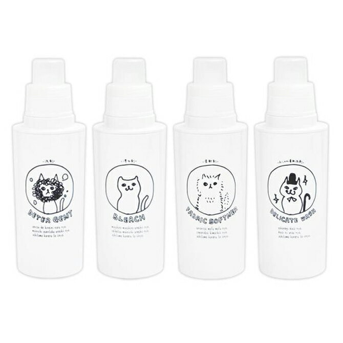 容器 ボトル 洗剤ボトル 洗濯 ランドリー 洗剤 漂白剤 柔軟剤 NECO LAUNDRY ネコランドリー 洗剤ボトル 4点セット おしゃれ着用洗剤 ねこ かわ...